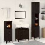 vidaXL Ensemble de meubles de salle de bain en 3 pièces en chêne noir en bois d'ingénierie
