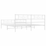 vidaXL Cadre de lit métal avec tête de lit/pied de lit blanc 193x203cm