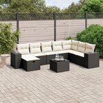 vidaXL Salon de jardin 9 Pièces avec coussins noir résine tressée