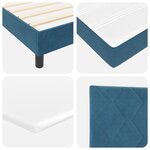 Lit Box Spring vidaXL avec Matelas & LED Bleu Foncé 140x200 cm Velours