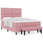 vidaXL Lit à ressort avec matelas & banc rose 140x190 cm en velours