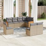 vidaXL Salon de jardin avec coussins 8 Pièces beige résine tressée
