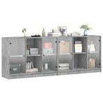 vidaXL Bibliothèque avec portes gris béton 204x37x75 cm