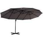Parasol déporté grande taille XXL inclinable dim. 4 4L x 2 7l x 2 5H m piètement en acier inclus polyester gris