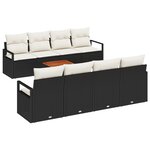 Set de Canapés de Jardin 9 Pièces avec Coussins Noir Rattan Poly Acacia
