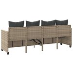 vidaXL Chaise longue avec coussins gris clair résine tressée