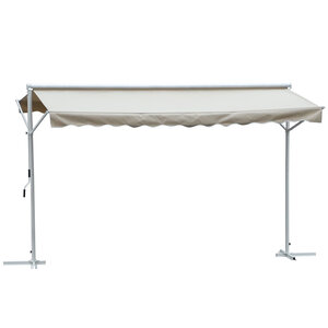 Store double pente manuel rétractable inclinaison réglable acier époxy blanc polyester imperméabilisé anti-UV beige dim. 4 50L x 3 40l x 2 55H m