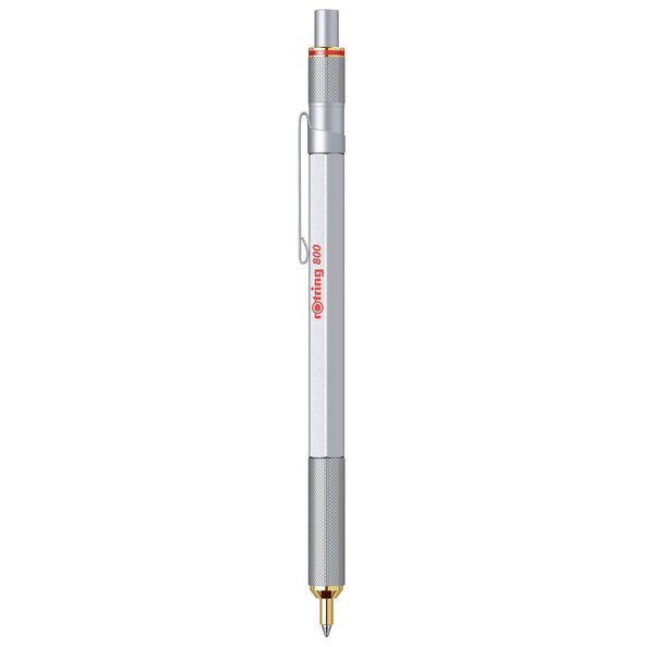 rOtring 800 Stylo bille  Argent chromé  recharge noire pointe moyenne