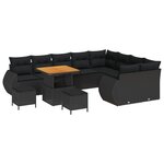 Ensemble de Canapés de Jardin 12 Pièces avec Coussins Noir Rotin Synthetique Acacia