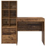 vidaXL Bureau avec rangement Bois ancien Bois d'ingénierie