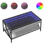 vidaXL Table basse avec LED infini sonoma gris 90x50x38 cm