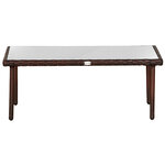 Table basse de jardin plateau verre trempé 5 mm résine tressée imitation rotin chocolat
