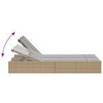 vidaXL Chaise longue double avec coussins beige résine tressée