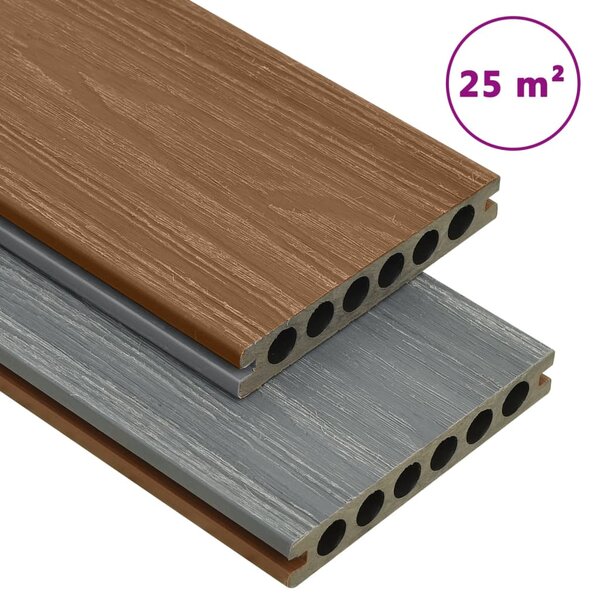 vidaXL Panneaux de terrasse et accessoires WPC Marron/gris 25 m² 4 m