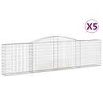 vidaXL Paniers à gabions arqués 5 Pièces 400x30x100/120 cm Fer galvanisé