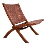 Chaise en teck et cuir marron PERUGIA