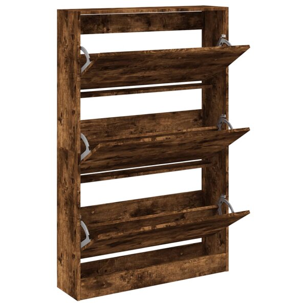 vidaXL Armoire à chaussures chêne fumé 80x21x125 5 cm bois ingénierie