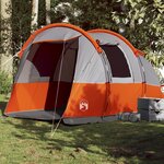 vidaXL Tente de camping tunnel 4 personnes gris et orange imperméable