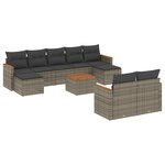 vidaXL Salon de jardin avec coussins 10 Pièces gris résine tressée