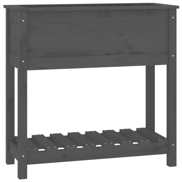 vidaXL Jardinière avec étagère Gris 82 5x34 5x81 cm Bois massif de pin