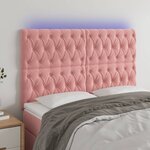 vidaXL Tête de lit à LED Rose 160x7x118/128 cm Velours