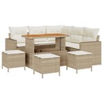 Ensemble de Canapés de Jardin de 9 Pièces avec Coussins en Beige Poly Rattan