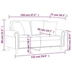 vidaXL Canapé 2 places avec oreillers décoratifs brun 120 cm velours