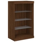vidaXL Buffets avec lumières LED 3 Pièces chêne brun bois d'ingénierie