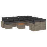 vidaXL Salon de jardin avec coussins 12 Pièces gris résine tressée