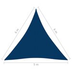 vidaXL Voile de parasol Tissu Oxford triangulaire 5x6x6 m Bleu