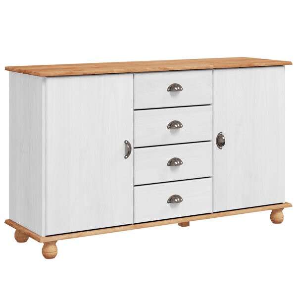 vidaXL Buffet 'ASKIM'Blanc 133.5x40x79 cm Bois massif pin
