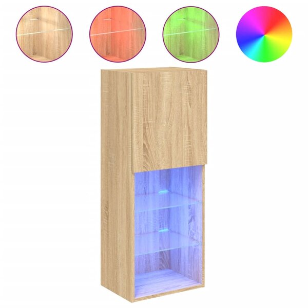 vidaXL Meuble TV avec lumières LED chêne sonoma 40 5x30x102 cm