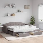 vidaXL Lit de jour avec gigogne et tiroirs sans matelas taupe 90x200cm