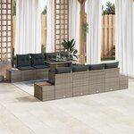 vidaXL Ensemble de canapé de jardin de 9 pièces avec coussins gris en poly rotin