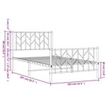 vidaXL Cadre de lit métal sans matelas et pied de lit blanc 100x200 cm