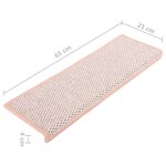 vidaXL Tapis d'escalier autocollants aspect sisal 15 Pièces rose