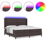 Lit à ressort vidaXL avec matelas et LED Marron foncé 200x200 cm Tissu