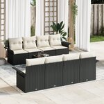 Canapé de Jardin 9 Pièces vidaXL avec Coussins Noir Poly Rattan