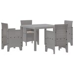 vidaXL Ensemble de salle à manger de jardin 5 pièces avec coussins gris clair en poly rotin