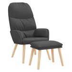 vidaXL Chaise de relaxation avec tabouret Gris foncé Tissu