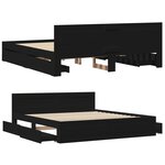 vidaXL Cadre de lit avec tête de lit noir 180x200 cm bois d'ingénierie