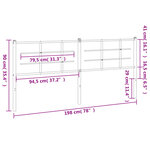 vidaXL Tête de lit métal blanc 193 cm