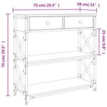 vidaXL Table console chêne sonoma 75x28x75 cm bois d'ingénierie