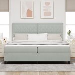 Lit avec sommier à ressorts et matelas LED gris clair 200x200 cm en velours