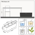 LECHUZA Jardinière TRIO Stone 30 ALL-IN-ONE Noir graphite