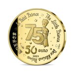 Pièce de monnaie 50 euro france 2021 or be – le petit prince (courant avec le renard)
