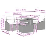 vidaXL Set de repas de jardin 6 pièces avec coussins gris en poly rotin acacia