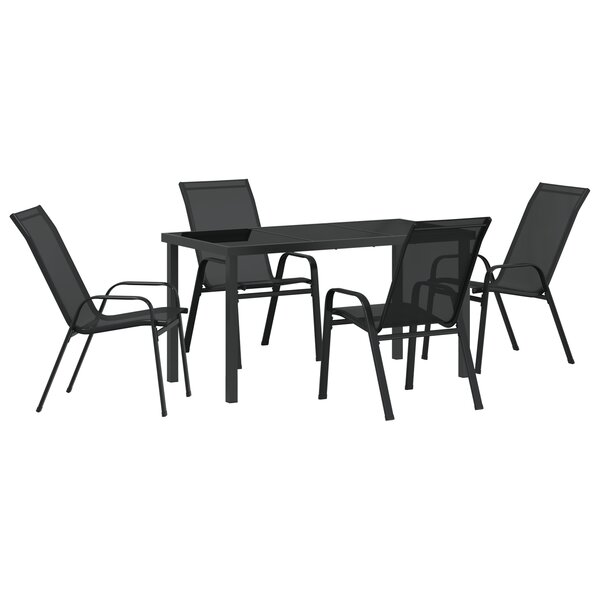 vidaXL Ensemble de salle à manger de jardin 5 pièces Textilène noir et acier