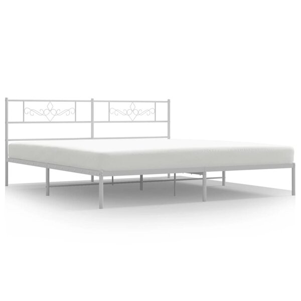 vidaXL Cadre de lit métal avec tête de lit blanc 183x213 cm