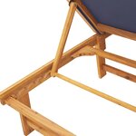 vidaXL Chaise longue bleu bois d'acacia solide et textilène
